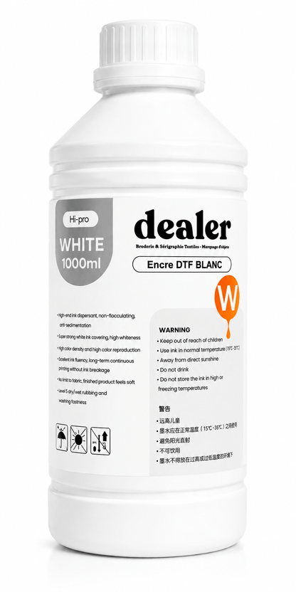 Coque Sublimation Blanc 1 Litre - Encre DTF Pro 1 Litre - Encre DTF Professionnelle – Couleurs haute densité & Résistant
