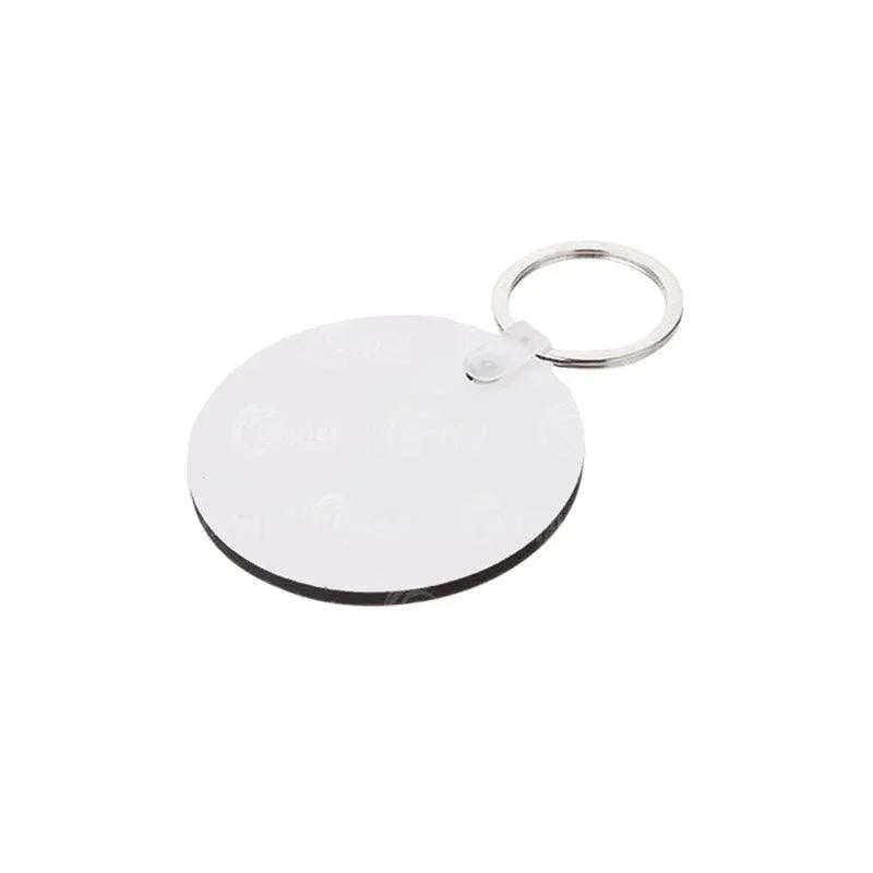 Porte-clés rond en bois avec un revêtement compatible avec la sublimation